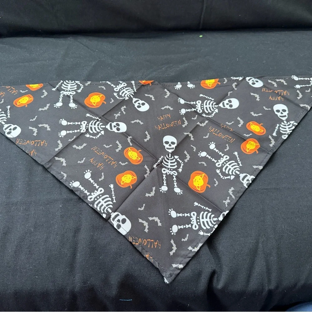 New Pumpkin and Skeleton Design Dog Bandanna